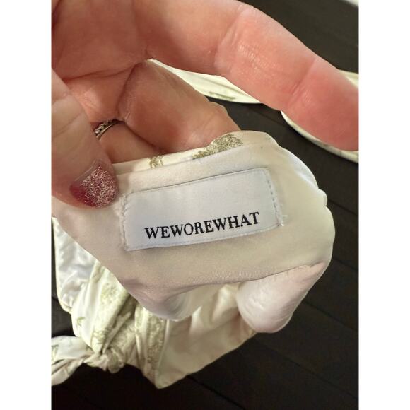 We Wore What Green Toile Bikini Bandeau Top Full Coverge Bottom Medium - Picture 4 of 7